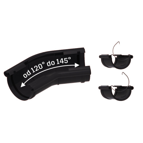 Кут ринви регульований (універсальний) зовнішньо-внутрішній 120-145° KROP 130мм / темно-коричневий