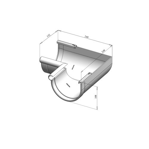 Кут ринви внутрішній 90° графітовий 130мм RainWay