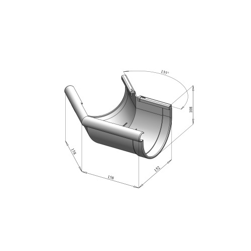 Кут ринви зовнішній 135° червоний 130мм RainWay