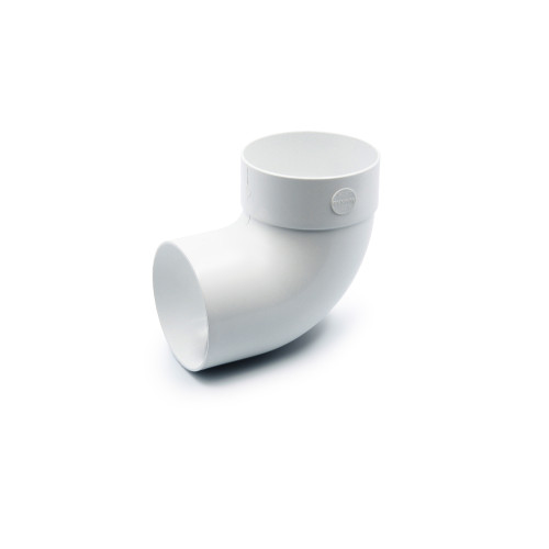 Отвод трубы одномуфтовый 87° белый 100мм RainWay