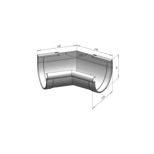 Кут ринви внутрішній 135° червоний 90мм RainWay