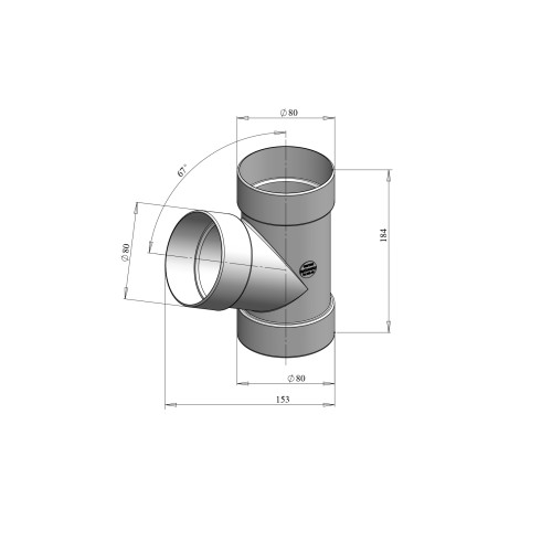 Трійник труби 67° цегляний 75мм RainWay