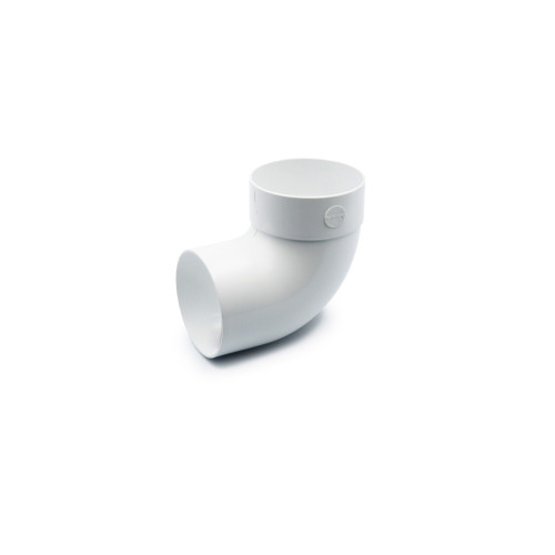 Отвод трубы одномуфтовый 87° белый 75мм RainWay