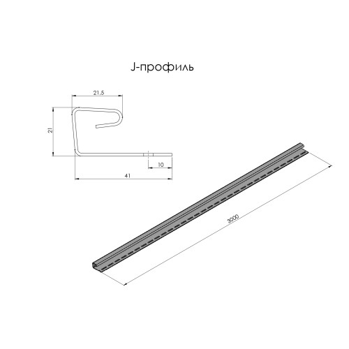 J-профіль графітовий L=3м Софіт RainWay